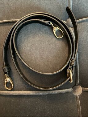 Henri Bendel Black Leather Bag Strap with Gold Hardware